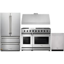Thor Kitchen 4-Piece Appliance Package - 48-Inch Propane Gas Range, French Door Refrigerator, Dishwasher & Under Cabinet 11-Inch Tall Hood in Stainless Steel