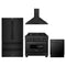 ZLINE 4-Piece Appliance Package - 36-Inch Dual Fuel Range with Brass Burners, Refrigerator, Convertible Wall Mount Hood, and 3-Rack Dishwasher in Black Stainless Steel (4KPR-RABRH36-DWV)