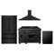 ZLINE 4-Piece Appliance Package - 48-Inch Dual Fuel Range with Brass Burners, Refrigerator, Convertible Wall Mount Hood, and 3-Rack Dishwasher in Black Stainless Steel