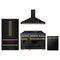 ZLINE 4-Piece Appliance Package - 48-Inch Legacy Dual Fuel Range, Wall Mount Range Hood, 36-Inch French Door Refrigerator, Dishwasher, in Black Stainless Steel with Gold Accents