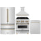 ZLINE 4-Piece Appliance Package - 30-Inch Legacy Autograph Dual Fuel Range, Wall Mount Range Hood, 36-Inch French Door Refrigerator, Dishwasher, in Stainless Steel with Champagne Bronze Accents