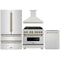 ZLINE 4-Piece Appliance Package - 36-Inch Legacy Autograph Dual Fuel Range, Wall Mount Range Hood, 36-Inch French Door Refrigerator, Dishwasher, in Stainless Steel with Champagne Bronze Accents