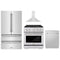 ZLINE 4-Piece Appliance Package - 30-Inch Paramount Dual Fuel Range, Wall Mount Range Hood, 36-Inch French Door Refrigerator, Dishwasher, in Stainless Steel