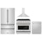 ZLINE 4-Piece Appliance Package - 36-Inch Paramount Dual Fuel Range, Wall Mount Range Hood, 36-Inch French Door Refrigerator, Dishwasher, in Stainless Steel