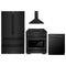 ZLINE 4-Piece Appliance Package - 30-Inch Paramount Dual Fuel Range, Wall Mount Range Hood, 36-Inch French Door Refrigerator, Dishwasher, in Black Stainless Steel