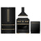 ZLINE 4-Piece Appliance Package - 30-Inch Paramount Dual Fuel Range, Wall Mount Range Hood, 36-Inch French Door Refrigerator, Dishwasher, in Black Stainless Steel with Champagne Bronze Accents