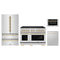 ZLINE 4-Piece Appliance Package - 48-Inch Paramount Dual Fuel Range, Refrigerator, Dishwasher, and 24-Inch Microwave Drawer in Stainless Steel with Gold Accents