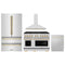 ZLINE 4-Piece Appliance Package - 48-Inch Paramount Autograph Dual Fuel Range, Wall Mount Range Hood, 36-Inch French Door Refrigerator, Dishwasher, in Stainless Steel with Gold Accents