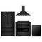 ZLINE 4-Piece Appliance Package - 36-Inch Gas Range, Refrigerator, Convertible Wall Mount Hood, and 3-Rack Dishwasher in Black Stainless Steel