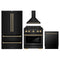 ZLINE 4-Piece Appliance Package - 30-Inch Paramount Gas Range, Wall Mount Range Hood, 36-Inch French Door Refrigerator, Dishwasher, in Black Stainless Steel with Champagne Bronze Accents