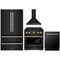ZLINE 4-Piece Appliance Package - 30-Inch Paramount Gas Range, Wall Mount Range Hood, 36-Inch French Door Refrigerator, Dishwasher, in Black Stainless Steel with Gold Accents
