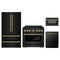 ZLINE 4-Piece Appliance Package - 36-Inch Paramount Gas Range, Refrigerator, Dishwasher, and 24-Inch Microwave Drawer in Black Stainless Steel with Champagne Bronze Accents