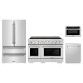 ZLINE 4-Piece Appliance Package - 48-Inch Paramount Induction Range, Refrigerator, Dishwasher, and 24-Inch Microwave Drawer in Stainless Steel