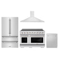 ZLINE 4-Piece Appliance Package - 48-Inch Paramount Induction Range, Wall Mount Range Hood, 36-Inch French Door Refrigerator, and Dishwasher in Stainless Steel