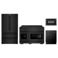 ZLINE 4-Piece Appliance Package - 48-Inch Paramount Induction Range, Refrigerator, Dishwasher, and 24-Inch Microwave Drawer in Black Stainless Steel