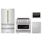 ZLINE 4-Piece Appliance Package - 36-Inch Paramount Induction Range, Refrigerator, Dishwasher, and 24-Inch Microwave Drawer in Stainless Steel with Gold Accents