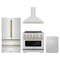 ZLINE 4-Piece Appliance Package - 36-Inch Autograph Edition Induction Range, Wall Mount Range Hood, 36-Inch French Door Refrigerator, and Dishwasher in Stainless Steel with Gold Trim