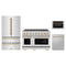 ZLINE 4-Piece Appliance Package - 48-Inch Paramount Induction Range, Refrigerator, Dishwasher, and 24-Inch Microwave Drawer in Stainless Steel with Champagne Bronze Accents