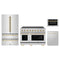 ZLINE 4-Piece Appliance Package - 48-Inch Paramount Induction Range, Refrigerator, Dishwasher, and 24-Inch Microwave Drawer in Stainless Steel with Gold Accents