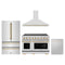ZLINE 4-Piece Appliance Package - 48-Inch Autograph Edition Induction Range, Wall Mount Range Hood, 36-Inch French Door Refrigerator, and Dishwasher in Stainless Steel with Gold Trim