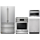 Thor Kitchen 4-Piece Appliance Package - 30-Inch Propane Gas Range, Tilt Panel, French Door Refrigerator, Dishwasher, and Microwave Drawer in Stainless Steel