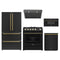 Forno 5-Piece Appliance Package - 30-Inch Gas Range, Under Cabinet Range Hood, Refrigerator, Dishwasher, and 30-Inch Microwave Drawer in Black with Antique Brass Trim