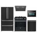Forno 5-Piece Appliance Package - 30-Inch Gas Range, Under Cabinet Range Hood, Refrigerator, Dishwasher, and 24-Inch Microwave Oven in Black with Stainless Steel Trim