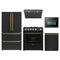 Forno 5-Piece Appliance Package - 30-Inch Gas Range, Under Cabinet Range Hood, Refrigerator, Dishwasher, and 24-Inch Microwave Oven in Black with Antique Brass Trim