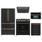 Forno 5-Piece Appliance Package - 30-Inch Gas Range, Under Cabinet Range Hood, Refrigerator, Dishwasher, and 30-Inch Microwave Oven in Black with Antique Brass Trim
