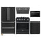 Forno 5-Piece Appliance Package - 30-Inch Gas Range, Under Cabinet Range Hood,  French Door Refrigerator, Dishwasher, and  Microwave Drawer in Black with Stainless Steel Trim