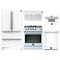 Forno 5-Piece Appliance Package - 30-Inch Gas Range, Under Cabinet Range Hood, Refrigerator, Dishwasher, and 30-Inch Microwave Drawer in White with Stainless Steel Trim