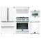 Forno 5-Piece Appliance Package - 30-Inch Gas Range, Under Cabinet Range Hood, Refrigerator, Dishwasher, and  24-Inch Microwave Oven in White with Antique Brass Trim