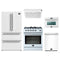 Forno 5-Piece Appliance Package - 30-Inch Gas Range, Under Cabinet Range Hood, Refrigerator, Dishwasher, and 24-Inch Microwave Oven in White with Stainless Steel Trim