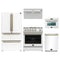 Forno 5-Piece Appliance Package - 30-Inch Gas Range, Under Cabinet Range Hood, Refrigerator, Dishwasher, and 24-Inch Microwave Oven in White with Antique Brass Trim