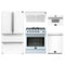 Forno 5-Piece Appliance Package - 30-Inch Gas Range, Under Cabinet Range Hood, Refrigerator, Dishwasher, and 30-Inch Microwave Oven in White with Stainless Steel Trim