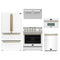 Forno 5-Piece Appliance Package - 30-Inch Gas Range, Under Cabinet Range Hood, Refrigerator, Dishwasher, and 30-Inch Microwave Oven in White with Antique Brass Trim