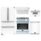 Forno 5-Piece Appliance Package - 30-Inch Gas Range, Under Cabinet Range Hood, Refrigerator, Dishwasher, and 30-Inch Microwave Oven in White with Stainless Steel Trim