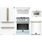Forno 5-Piece Appliance Package - 30-Inch Gas Range, Under Cabinet Range Hood, French Door Refrigerator, Dishwasher, and Microwave Drawer in White with Antique Brass Trim