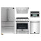 Forno 5-Piece Appliance Package - 30-Inch Electric Range, Under Cabinet Range Hood, French Door Refrigerator, Dishwasher, and 30-Inch Microwave Drawer in Stainless Steel