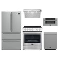Forno 5-Piece Appliance Package - 30-Inch Electric Range, Under Cabinet Range Hood, French Door Refrigerator, Dishwasher, and 30-Inch Microwave Drawer in Stainless Steel
