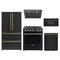 Forno 5-Piece Appliance Package - 30-Inch Espresso Electric Range, Under Cabinet Range Hood, French Door Refrigerator, Dishwasher, and 30-Inch Microwave Drawer in Black with Antique Brass Trim