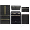 Forno 5-Piece Appliance Package - 30-Inch Electric Range, Under Cabinet Range Hood, French Door Refrigerator, Dishwasher, and 30-Inch Microwave Drawer in Black with Antique Brass Trim