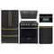 Forno 5-Piece Appliance Package - 30-Inch Electric Range, Under Cabinet Range Hood, Refrigerator, Dishwasher, and  30-Inch Microwave Oven in Black with Antique Brass Trim