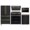 Forno 5-Piece Appliance Package - 30-Inch Electric Range, Under Cabinet Range Hood, French Door Refrigerator, Dishwasher , & Microwave Drawer in Black with Antique Brass Trim