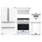 Forno 5-Piece Appliance Package - 30-Inch Electric Range, Under Cabinet Range Hood, French Door Refrigerator, Dishwasher, and 30-Inch Microwave Drawer in White with Stainless Steel Trim