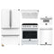 Forno 5-Piece Appliance Package - 30-Inch Electric Range, Under Cabinet Range Hood, French Door Refrigerator, Dishwasher, and 30-Inch Microwave Drawer in White with Stainless Steel Trim