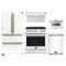 Forno 5-Piece Appliance Package - 30-Inch Electric Range, Under Cabinet Range Hood, French Door Refrigerator, Dishwasher , & Microwave Drawer in White with Antique Brass Trim