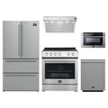 Forno 5-Piece Appliance Package - 30-Inch Electric Range, Under Cabinet Range Hood, French Door Refrigerator, Dishwasher, & Microwave Drawer in Stainless Steel