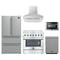 Forno 5-Piece Appliance Package - 36-Inch Electric Range, Wall Mount Range Hood, French Door Refrigerator, Dishwasher, and 24-Inch Microwave Drawer in Stainless Steel