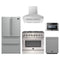 Forno 5-Piece Appliance Package - 36-Inch Dual Fuel Range, Refrigerator, Wall Mount Hood, 24-Inch Microwave Drawer, & 3-Rack Dishwasher in Stainless Steel